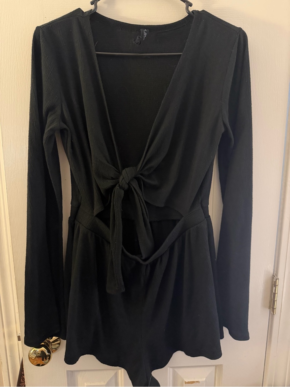 Tie-Front Black Women’s Romper